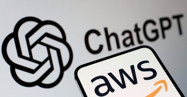 ChatGPT and AWS logos are seen in this illustration taken, Nov. 3, 2025. (Reuters Photo)