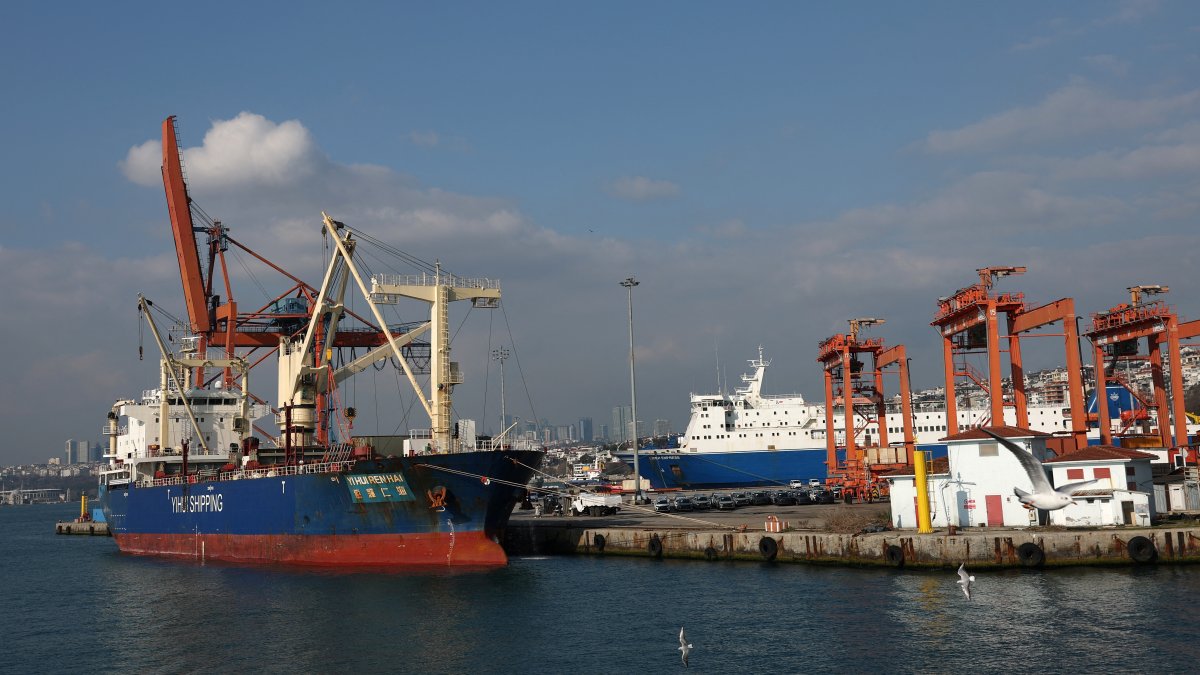 Hong Kong-flagged cargo ship Yi Hui Ren Hai is moored at Haydarpaşa Port in Istanbul, Türkiye, Feb. 13, 2025. (Reuters Photo)