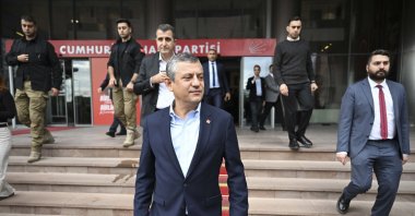 CHP Chair Özgür Özel is seen at his party headquarters speaking to the press in the capital, Ankara, Türkiye, Oct. 24, 2025. (AA Photo)