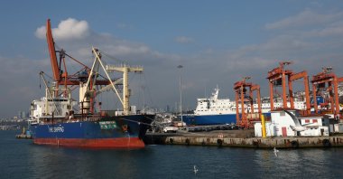 Hong Kong-flagged cargo ship Yi Hui Ren Hai is moored at Haydarpaşa Port in Istanbul, Türkiye, Feb. 13, 2025. (Reuters Photo)