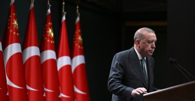 President Recep Tayyip Erdoğan speaks to the press following a Cabinet meeting at the presidency, Ankara, Türkiye, Nov. 3, 2025. (AA Photo)