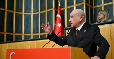 MHP leader Devlet Bahçeli speaks at the parliamentary group meeting of his party, Ankara, Türkiye, Nov. 4, 2025. (AA Photo)
