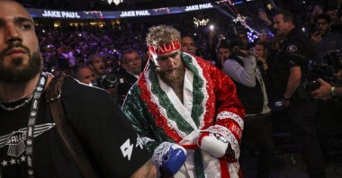 Jake Paul arrives for his cruiserweight boxing match against Julio Cesar Chavez Jr., Anaheim, U.S., June 28, 2025. (AP Photo)