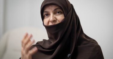 Kevser Yılmaz Jarada speaks about her experiences after living in Gaza for 24 years, Ankara, Türkiye, Oct. 24, 2025. (AA Photo) 