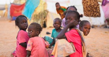 Displaced Sudanese children who fled with their families during violence in el-Fashir, sit inside a camp shelter, amid ongoing clashes between the paramilitary Rapid Support Forces (RSF) and the Sudanese army, Tawila, North Darfur, Sudan, Nov. 3, 2025. (Reuters Photo)