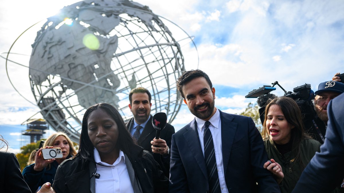 New York City Mayor-elect Zohran Mamdani attends a news conference at the Unisphere, New York, U.S., Nov. 5, 2025. (AFP Photo)