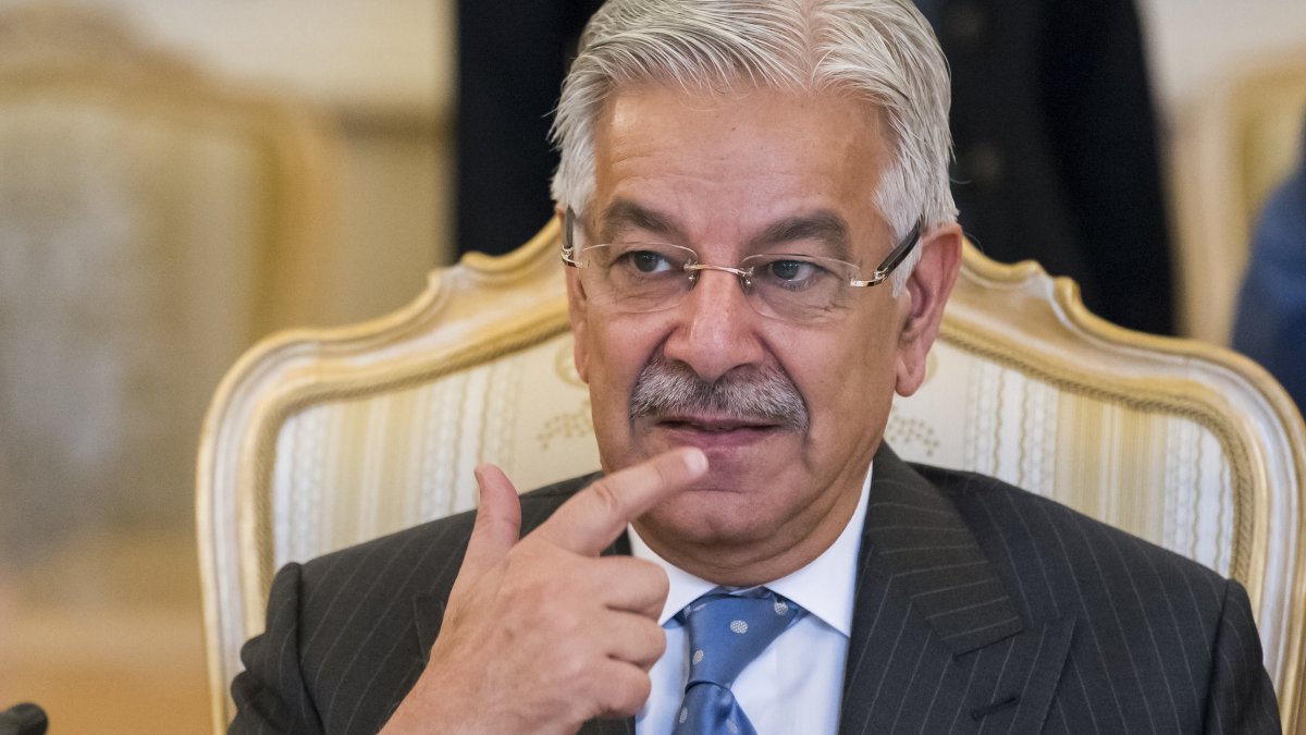 Pakistan's Defense Minister and former Foreign Minister Khawaja Muhammad Asif in Moscow, Russia, Feb. 20, 2018. (AP Photo)