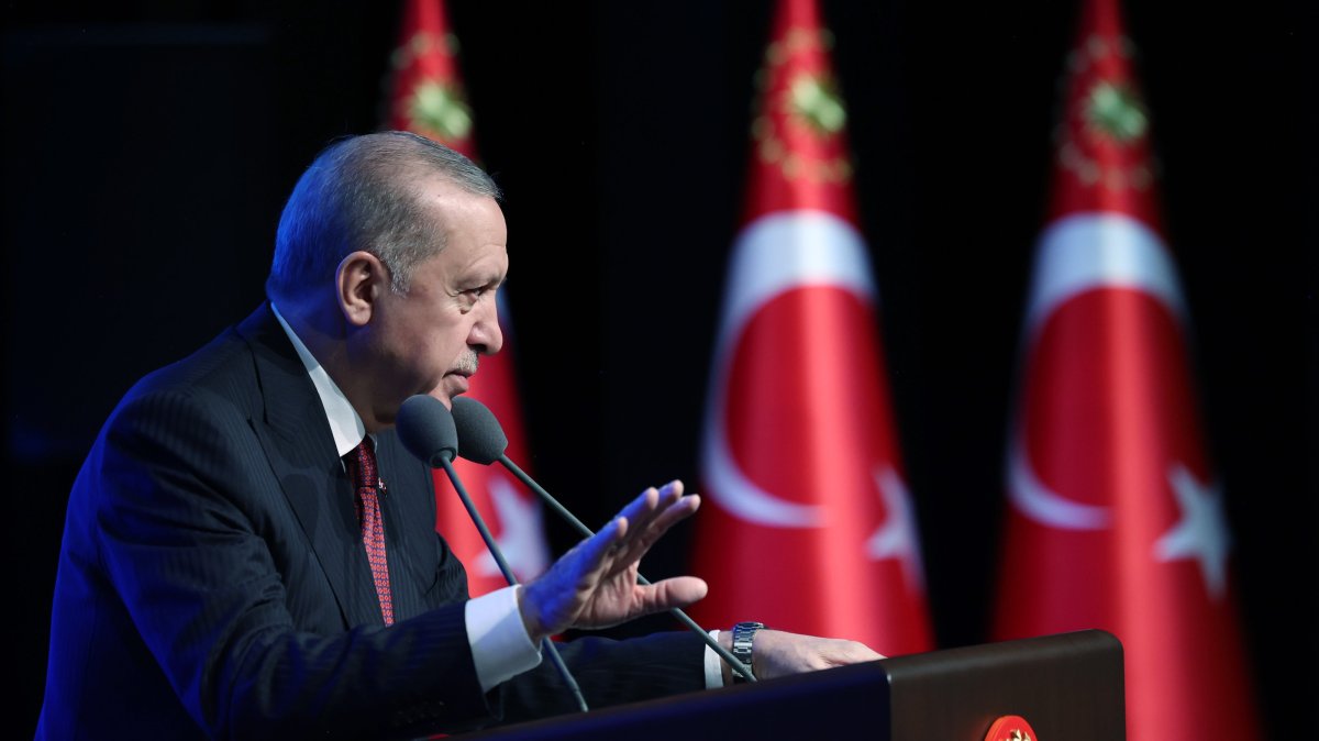 President Recep Tayyip Erdoğan speaks at an event, Ankara, Türkiye, Nov. 6, 2025. (AA Photo)
