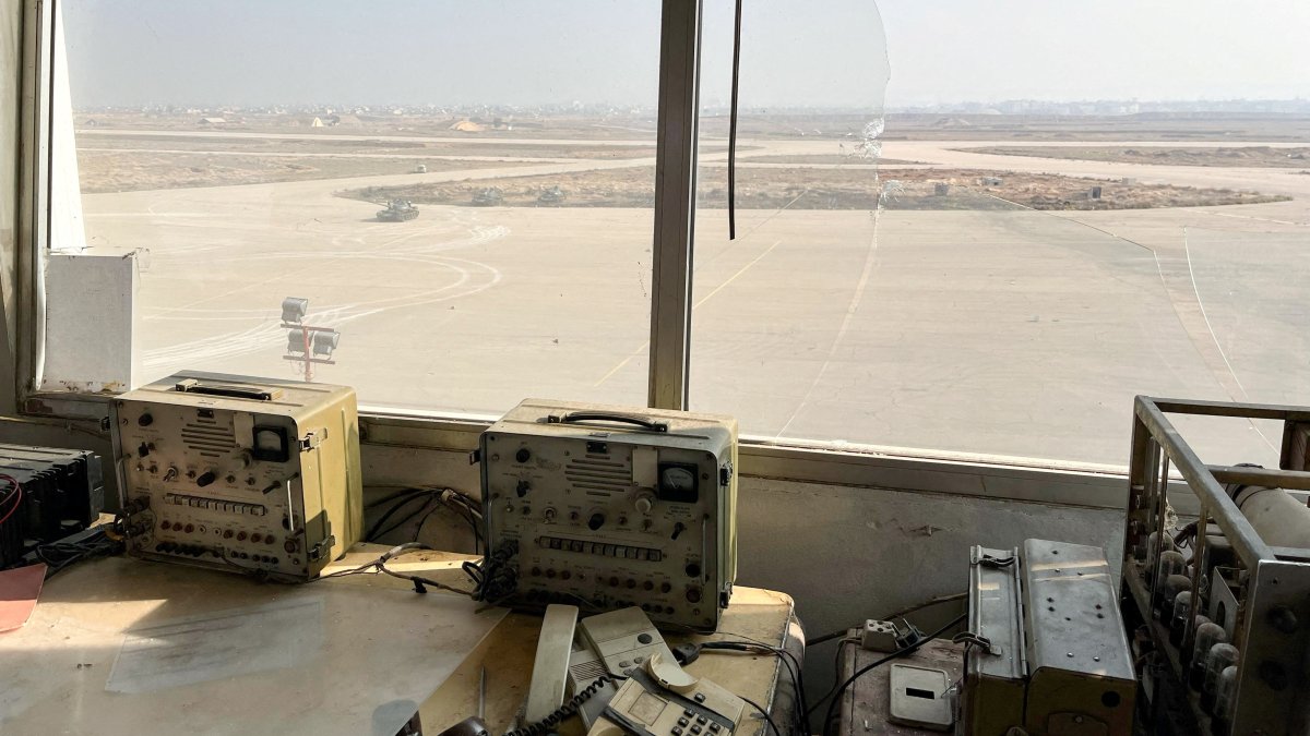 A view shows the runway from the tower control room at a military airport in the suburb of Mezzeh, on the outskirts of Damascus, Syria, Jan. 12, 2025. (Reuters Photo)