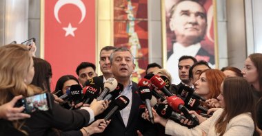 CHP leader Özgür Özel speaks to reporters, Ankara, Türkiye, Oct. 24, 2025. (AFP Photo)