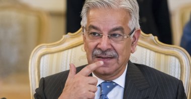 Pakistan&#039;s Defense Minister and former Foreign Minister Khawaja Muhammad Asif in Moscow, Russia, Feb. 20, 2018. (AP Photo)