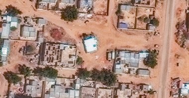 This satellite image from Vantor shows what experts suspect is a mass grave being dug near a mosque north of Saudi hospital in el-Fasher, Sudan, Saturday, Nov. 1, 2025. (©2025 Vantor via AP)