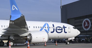 A Boeing 737-8 MAX of Turkish low-cost airline AJet at Sabiha Gökçen Airport, Istanbul, Türkiye, Nov. 4, 2025. (AA Photo)
