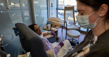 Ruth Wilson (L), whose lupus took six years to diagnose, receives her monthly lupus-focused IV treatment at UMass Memorial Medical Center, Worcester, Mass., U.S., Jan. 14, 2025. (AP Photo)