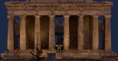 The 5th century B.C. Parthenon temple stands on the Acropolis hill in Athens, Greece, Oct. 25, 2025. (AP Photo)