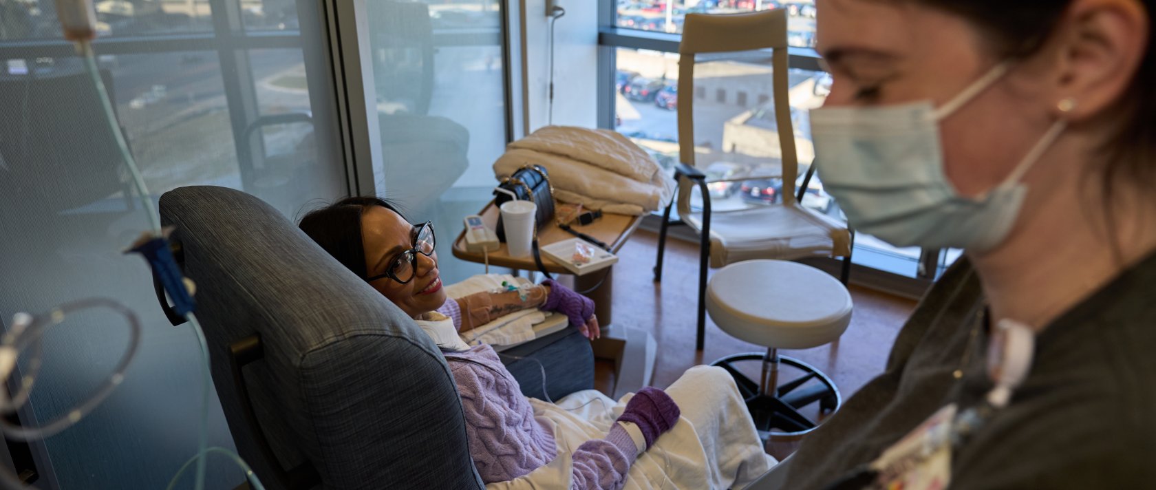 Ruth Wilson (L), whose lupus took six years to diagnose, receives her monthly lupus-focused IV treatment at UMass Memorial Medical Center, Worcester, Mass., U.S., Jan. 14, 2025. (AP Photo)