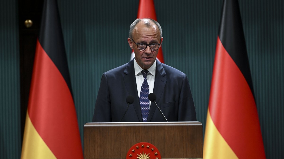 German Chancellor Friedrich Merz speaks at a news conference with President Recep Tayip Erdoğan, Ankara, Türkiye, Oct. 30, 2025. (AA Photo)