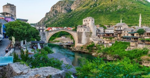 A general view of the historic Mostar Bridge, Bosnia-Herzegovina, June 8, 2025. (Shutterstock Photo)
