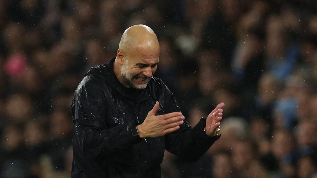 Manchester City manager Pep Guardiola reacts during the Premier League match against Liverpool at Etihad Stadium, Manchester, U.K., Nov. 9, 2025. (Reuters Photo)