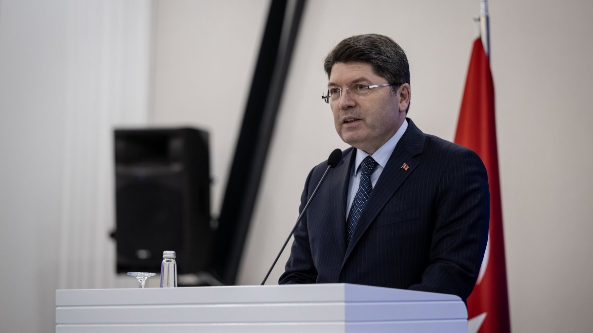 Justice Minister Yılmaz Tunç is seen during the signing of a protocol with the Social Security Ministry, Ankara, Türkiye, May 13, 2025 (AA Photo)