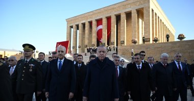 President Recep Tayyip Erdoğan and high-level officials remember Atatürk at an official state ceremony at Anıtkabir, Ankara, Türkiye, Nov.10, 2025 (AA Photo)