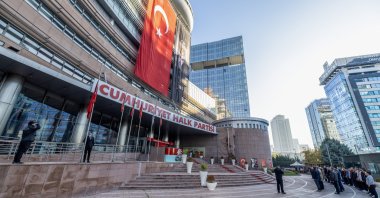 The CHP headquarters are seen during a remembrance for Atatürk, in the capital Ankara, Türkiye, Nov. 10, 2025 (AA Photo)