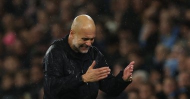 Manchester City manager Pep Guardiola reacts during the Premier League match against Liverpool at Etihad Stadium, Manchester, U.K., Nov. 9, 2025. (Reuters Photo)