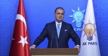 AK Party Deputy Chair and Spokesperson Ömer Çelik speaks to reporters at the party headquarters, Ankara, Türkiye, Nov. 10, 2025. (AA Photo)