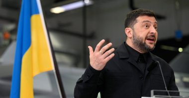 Ukrainian President Volodymyr Zelenskyy speaks during a press conference in Linköping, Sweden, Oct. 22, 2025. (AP Photo)