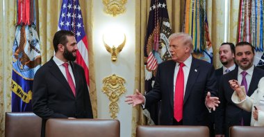 U.S. President Donald Trump meets with Syrian President Ahmed al-Sharaa at the White House, Washington, D.C., Monday, Nov. 10, 2025. (Syrian Presidency/Handout via AA Photo)