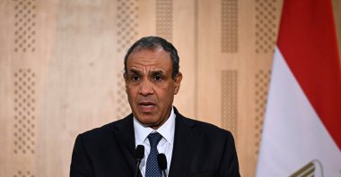 Egyptian Minister of Foreign Affairs Badr Abdelatty attends a joint news conference with Qatar&#039;s Prime Minister and Foreign Minister Mohammed bin Abdulrahman bin Jassim Al Thani (not pictured) after their meeting at the Cabinet headquarters in New Alamein City, Egypt, Aug. 28, 2025. (EPA Photo)