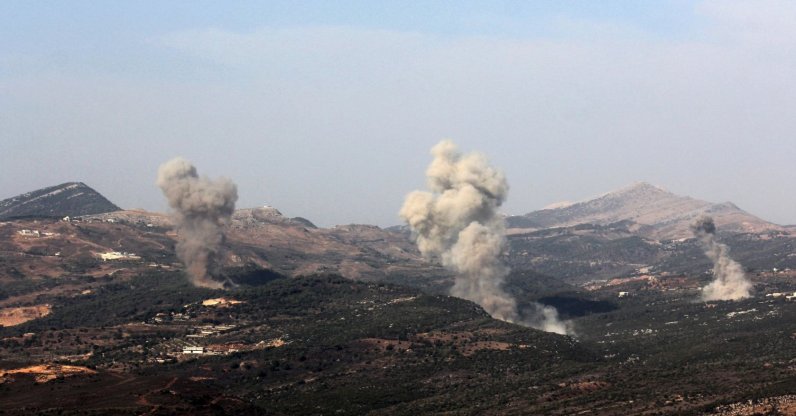 Plumes of smoke billow following an Israeli strike in the outskirts of the southern Lebanese village of Qatrani near Jezzine, Nov. 10, 2025. (AFP Photo)