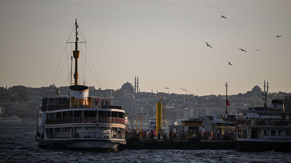 A general view of a boat docked at Kabataş port, Istanbul, Türkiye, Sept. 4, 2025. (AFP Photo)