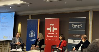 Participants discuss during the 3rd Ibero-American Writers Meeting in Istanbul, Türkiye, Nov. 11, 2025. (AA Photo)