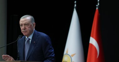 President Recep Tayyip Erdoğan is seen at his party&#039;s headquarters in the capital Ankara, Türkiye, Nov.12, 2025 (AA Photo)