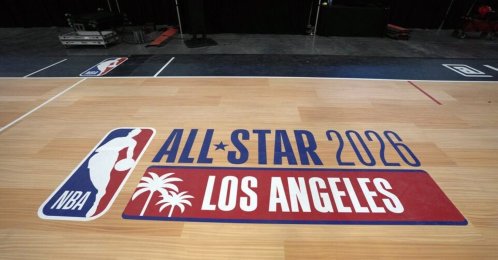 The 2026 NBA All-Star Game logo is displayed at a press conference at the Intuit Dome, Inglewood, U.S., Jan 16, 2024. (Reuters Photo)
