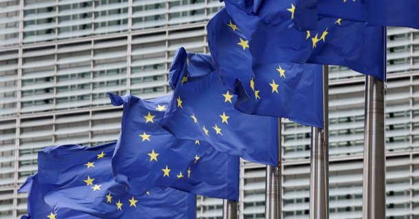 European Union flags flutter outside the EU Commission headquarters in Brussels, Belgium, July 16, 2025. (Reuters Photo)