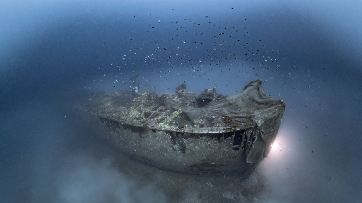 One of the World War I shipwrecks at Gallipoli Historic Underwater Park, a leading diving destination in Çanakkale, Türkiye, Oct. 6, 2025. (AA Photo) 