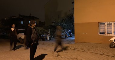 Residents spend the night outdoors after a 4.7-magnitude earthquake hits at 6:16 a.m. in the Sındırgı district, Balıkesir, Türkiye, Nov. 13, 2025. (AA Photo)