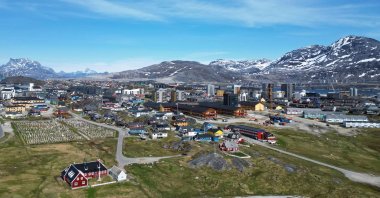 A view of houses in Nuuk, Greenland, June 22, 2025. (AP Photo)
