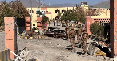 Pakistani soldiers stand guard at the Cadet college that was attacked by suspected militants near the Afghan border in Wana, South Waziristan, Pakistan, Nov. 13, 2025. (EPA Photo)