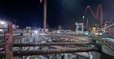 An aerial view shows the M7 metro line construction site where the scaffold collapsed on the minus-sixth level, Istanbul, Türkiye, Nov. 15, 2025. (AA Photo)