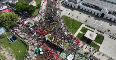 Activists participate in a climate protest during the COP30 U.N. Climate Summit, Belem, Brazil, Nov. 15, 2025. (AP Photo)