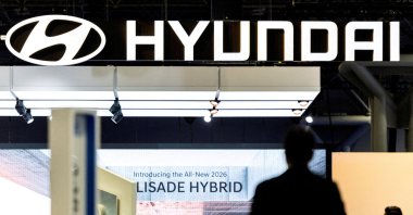 Hyundai signage is seen at the New York International Auto Show Press Preview, New York City, U.S., April 16, 2025. (Reuters Photo)