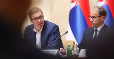 Serbian President Aleksandar Vucic speaks during an extraordinary session to discuss the future of oil company NIS after U.S. sanctions and Washington’s demand that Russian ownership be removed from the firm, Belgrade, Serbia, Nov. 16, 2025. (Reuters Photo)