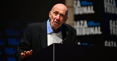 Former U.N. special rapporteur Richard Falk speaks at the Gaza Tribunal investigating Israeli atrocities against Palestinians, in Istanbul, Türkiye, Oct. 23, 2025. (AA Photo)