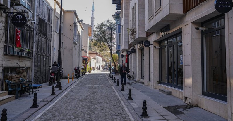 A view of the renovated “Cağaloğlu Booksellers Street” in the Cağaloğlu district of Istanbul, Türkiye, Nov. 8, 2025. (AA Photo)