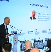 Gert Jan Koopman speaks at the event, Brussels, Belgium, Nov. 17, 2025. (AA Photo)