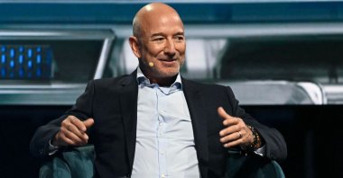 Amazon&#039;s founder Jeff Bezos speaks during the American Business Forum at the Kaseya Center in Miami, U.S., Nov. 6, 2025. (AFP Photo)