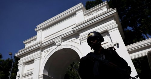 A member of the security personnel stands guard in front of the court ahead of the verdict against the ousted Prime Minister Sheikh Hasina, in Dhaka, Bangladesh, Nov. 17, 2025. (Reuters Photo)